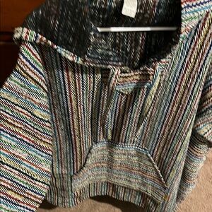 Multicolor Slouchy Boho Baggy Y2K Striped Women's Baja Hoodie Heavy pocket XL